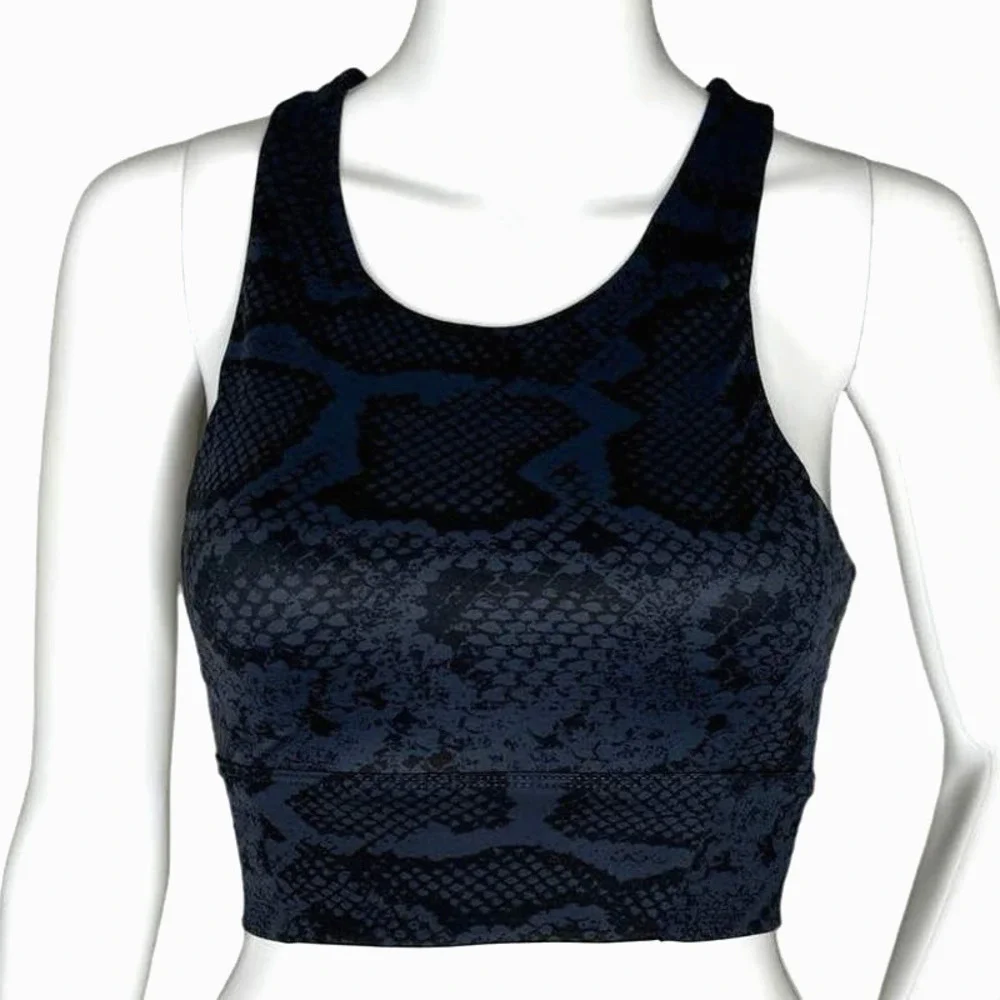 All Fenix Sports Bra Womens Small Black Blue Snake Print‎ Gym Workout Athleisure